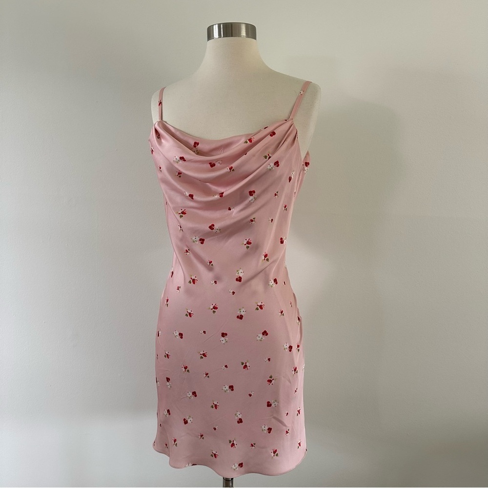 Ieena for Mac Duggal Floral Mini Dress Sz 0 Satin - Picture 7 of 13